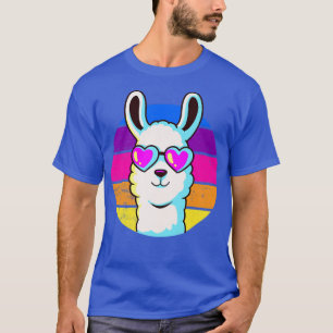 Llama Heart Glasses Alpaca Llamas Lover Kinder Gir T-Shirt