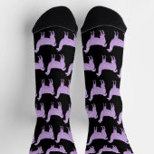 Llama Hellvioletter Glitzer Muster schwarz Socken (Oben)