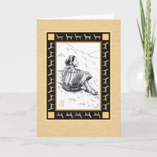 Llama Herder auf Tan Blank Personalize Card Karte (Vorderseite)