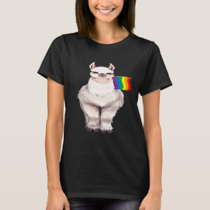 Llama Holding Rainbow Flag Lesbischer Gay Pride LG T-Shirt