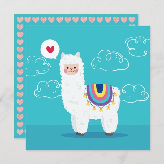 Llama Holiday Card Feiertagskarte (Vorne/Hinten)