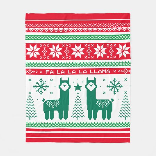 Llama Holiday Ugly Sweater Fleecedecke (Vorderseite)