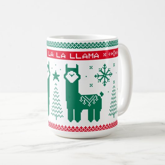 Llama Holiday Ugly Sweater Kaffeetasse (VorderseiteRechts)