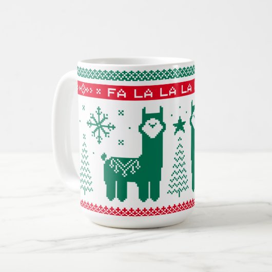Llama Holiday Ugly Sweater Kaffeetasse (Vorderseite Links)