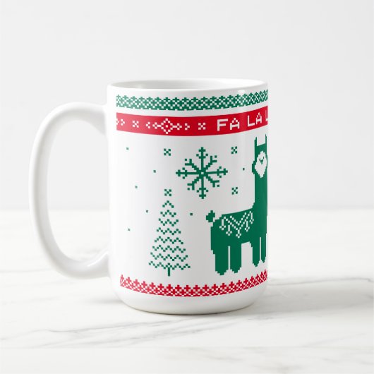 Llama Holiday Ugly Sweater Kaffeetasse (Links)