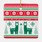 Llama Holiday Ugly Sweater Keramikornament (Rückseite)