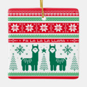 Llama Holiday Ugly Sweater Keramikornament (Vorderseite)