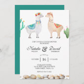 Llama Illustration Aquamarine Dusche Einladung (Vorne/Hinten)