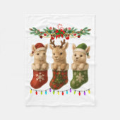 Llama In Christmas Socks Lights Llama Xmas Fleecedecke (Vorderseite)