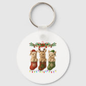 Llama In Christmas Socks Lights Llama Xmas Schlüsselanhänger (Vorderseite)