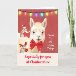 Llama in Christmastime Frieden für alle Feiertagskarte