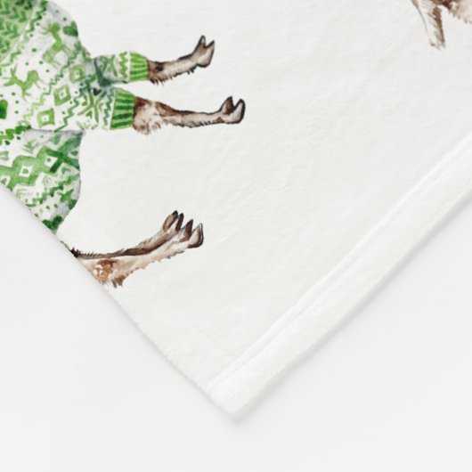 Llama in grünem Pullover Fleecedecke (Ecke)