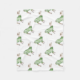 Llama in grünem Pullover Fleecedecke