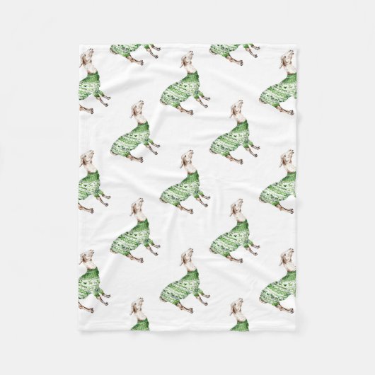 Llama in grünem Pullover Fleecedecke (Vorderseite)