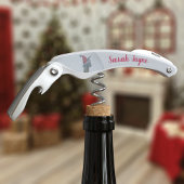 Llama in Santa Hat Name Christmas Corkscrew Kellnermesser
