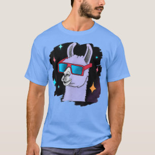 Llama in Space Wearing Sonnenbrille Vintag Retro A T-Shirt