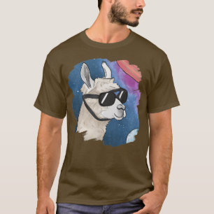 Llama in Space Wearing Sonnenbrille Vintag Retro A T-Shirt