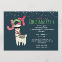 Llama in Weihnachtsmannmütze und Sonnenbrille Weih