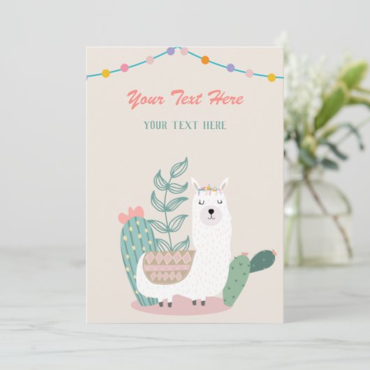 Llama jede Veranstaltung Einladung (Stehend Vorderseite)