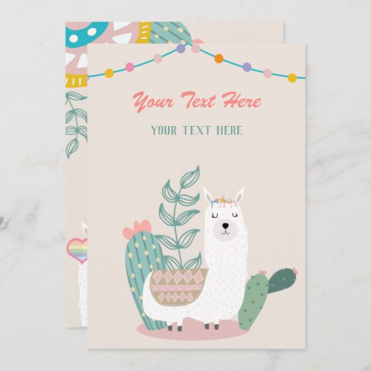 Llama jede Veranstaltung Einladung (Vorne/Hinten)