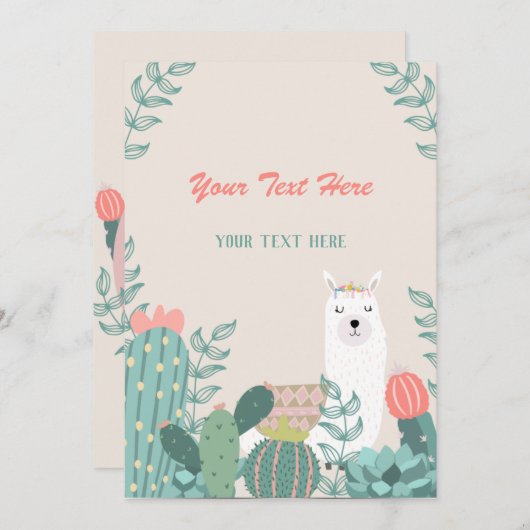 Llama jedes Ereignis Einladung (Vorne/Hinten)