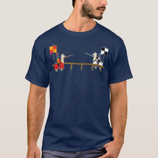 Llama Jousting Funny Medieval Knight Lance T-Shirt (Vorderseite)