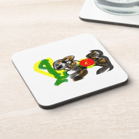 Llama Joy cute Getränkeuntersetzer (Linke Seite)