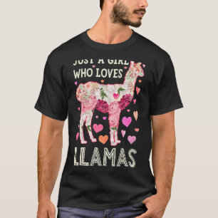 Llama Just A Girl, die Llamas Blume Lieben Frauen T-Shirt