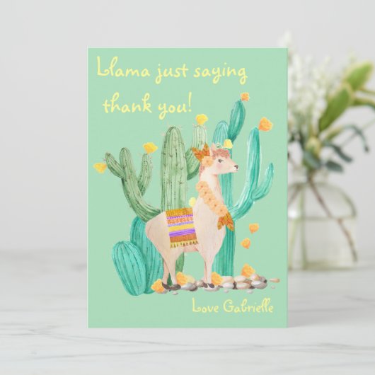 Llama Just Sprichwort Vielen Dank - Custom Llama C Dankeskarte (Stehend Vorderseite)