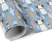 Llama, Kaktus, handGezeichnet Elementmuster. Geschenkpapier (Rolleneckpunkt)