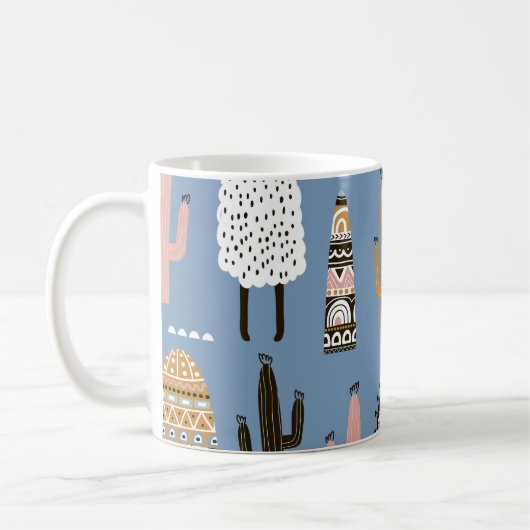 Llama, Kaktus, handGezeichnet Elementmuster. Kaffeetasse (Links)