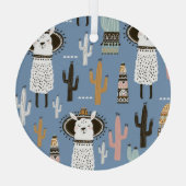 Llama, Kaktus, handGezeichnet Elementmuster. Ornament Aus Glas (Rückseite)