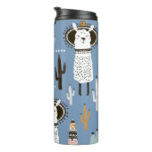 Llama, Kaktus, handGezeichnet Elementmuster. Thermosbecher (Nach rechts gedreht)