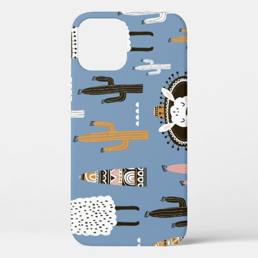 Llama, Kaktus, Handgezeichnete Elemente Muster. Case-Mate iPhone Hülle (Rückseite)