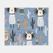 Llama, Kaktus, Handgezeichnete Elemente Muster. Fleecedecke (Vorderseite (Horizontal))
