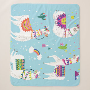 Llama & Kaktus: Süßes Vintage-Set Sherpadecke