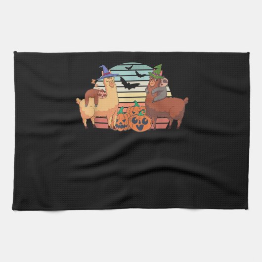 Llama | Kawaii Llama Halloween Sunset Sloth Gift Geschirrtuch (Horizontal)