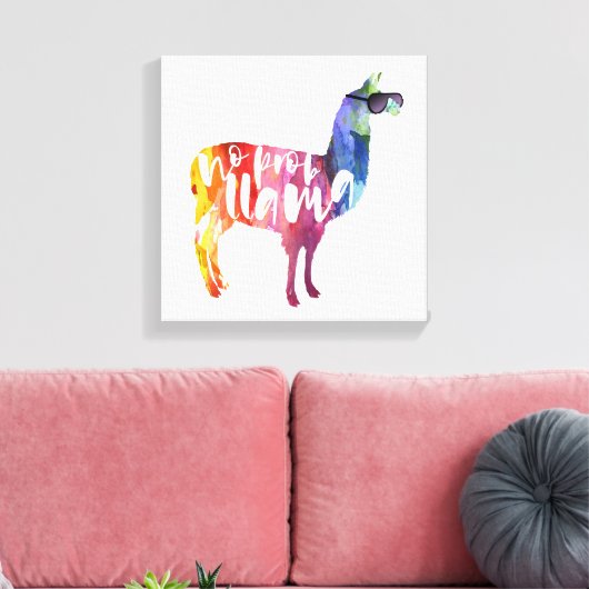 Llama. Kein Problem. Kein Prob-Lama. Lustige Sprüc Leinwanddruck (Insitu (Wohnzimmer))