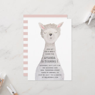 Llama Kindergeburtstag | Alpaka-Farmtierparty Einladung