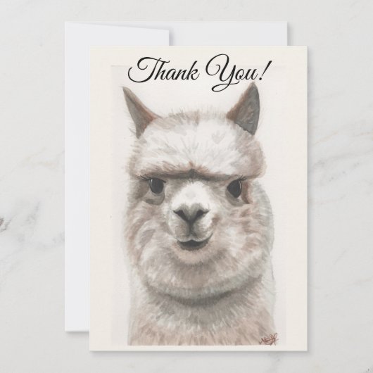 Llama Lächeln Danke Note Card (Vorderseite)