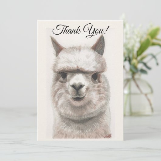 Llama Lächeln Danke Note Card (Stehend Vorderseite)