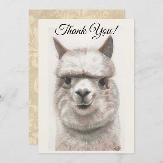 Llama Lächeln Danke Note Card (Vorne/Hinten)
