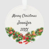 Llama lächelt Ihren Namen & Jahr Alpaca Weihnachte Ornament (Rückseite)