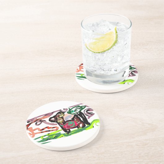 Llama Lazy Getränkeuntersetzer (Seite)