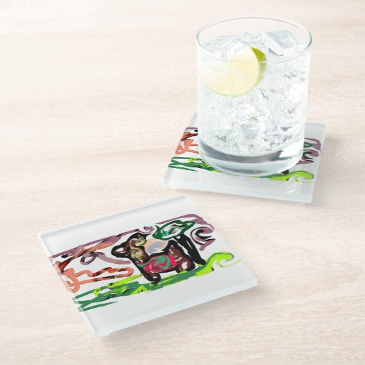 Llama Lazy Glasuntersetzer (Schrägansicht)