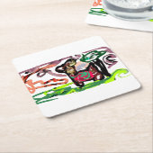 Llama Lazy Rechteckiger Pappuntersetzer (angewinkelt)