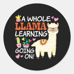 Llama Learning Teachers Schüler Alpaca Liebhaber Runder Aufkleber