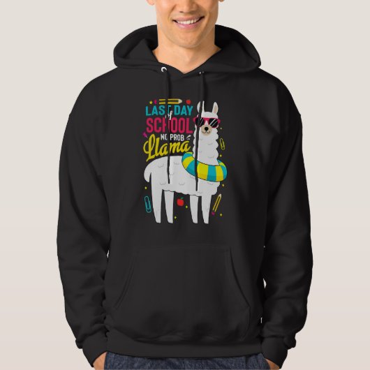 Llama Letzter Schultag Mädchen Lehrer Nr. Hoodie (Vorderseite)