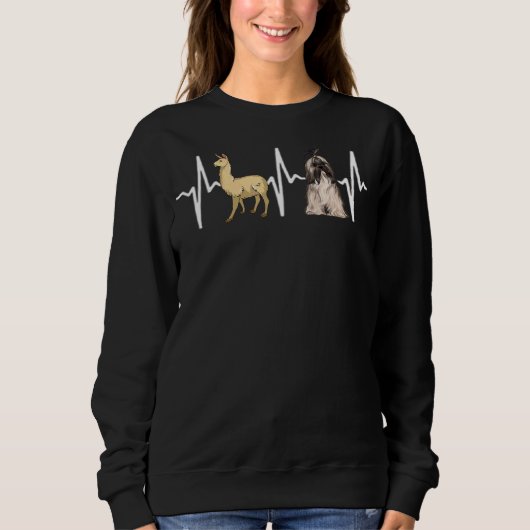 Llama Lhasa Apsos Heartbeat Dog Sweatshirt (Vorderseite)