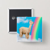 Llama Licking Rainbow Button (Vorne & Hinten)